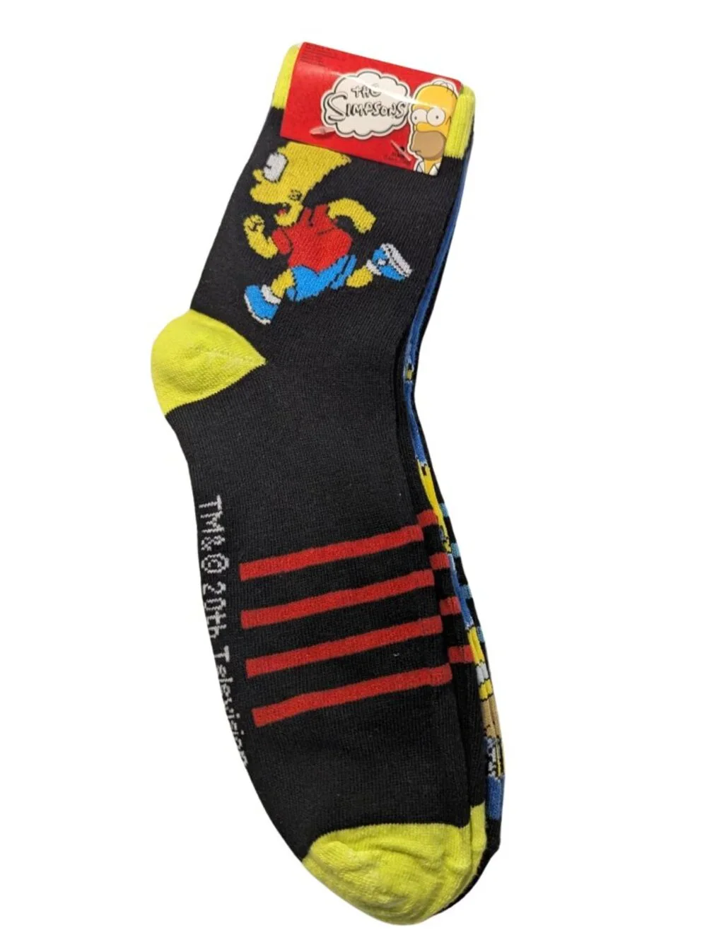 NWT The Simpsons 3 Pair Crew Socks Men’s Shoe Size 6-12 2 Black 1 Blue